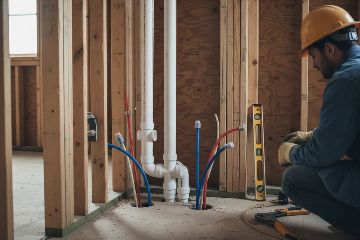 Drain and supply rough-in during Garbage Disposal Repair in Clay